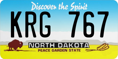 ND license plate KRG767