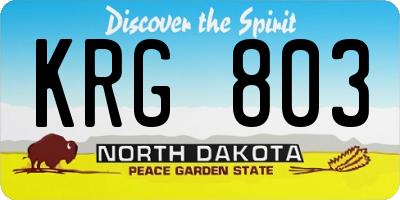 ND license plate KRG803