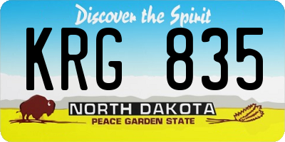 ND license plate KRG835
