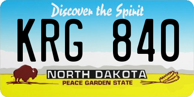 ND license plate KRG840
