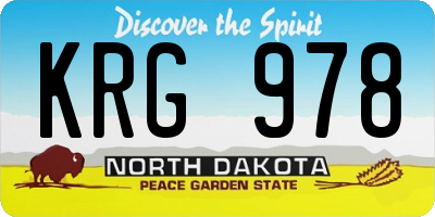 ND license plate KRG978