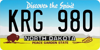 ND license plate KRG980