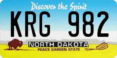 ND license plate KRG982