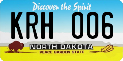 ND license plate KRH006