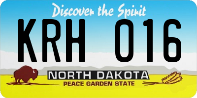 ND license plate KRH016
