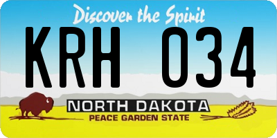 ND license plate KRH034