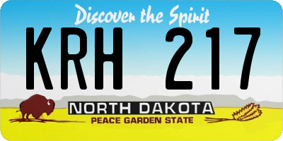 ND license plate KRH217