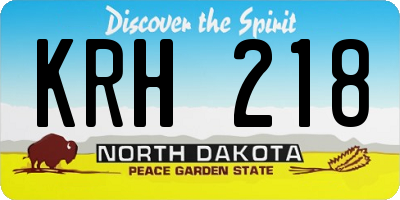 ND license plate KRH218
