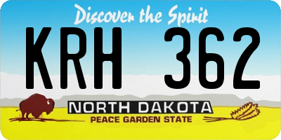 ND license plate KRH362