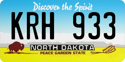 ND license plate KRH933