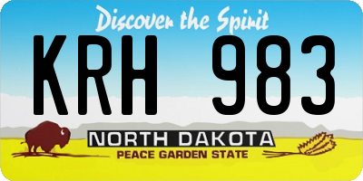 ND license plate KRH983