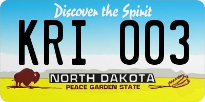 ND license plate KRI003
