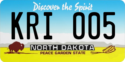 ND license plate KRI005