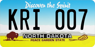 ND license plate KRI007