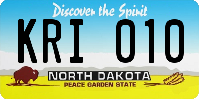 ND license plate KRI010