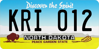 ND license plate KRI012