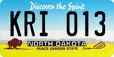 ND license plate KRI013