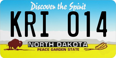 ND license plate KRI014