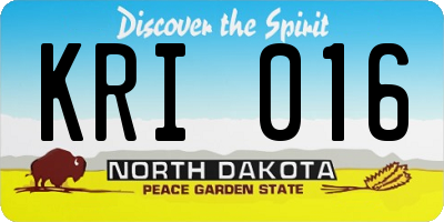 ND license plate KRI016