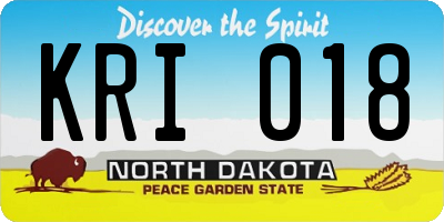 ND license plate KRI018