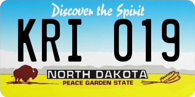 ND license plate KRI019