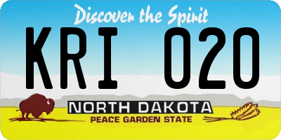 ND license plate KRI020