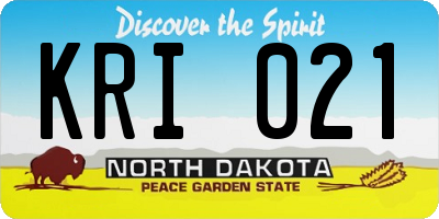 ND license plate KRI021