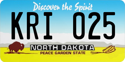 ND license plate KRI025