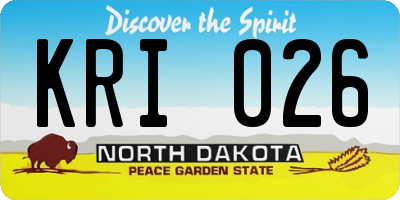 ND license plate KRI026