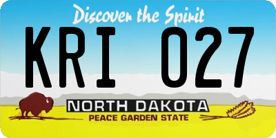 ND license plate KRI027