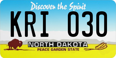 ND license plate KRI030