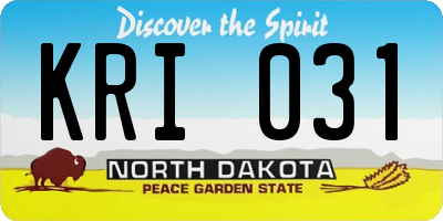 ND license plate KRI031