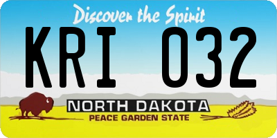 ND license plate KRI032