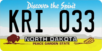 ND license plate KRI033