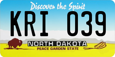 ND license plate KRI039