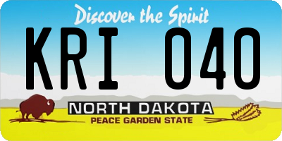 ND license plate KRI040