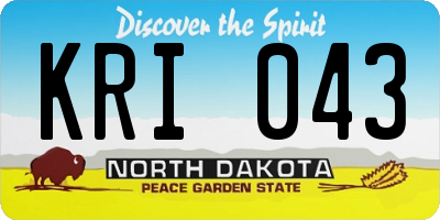 ND license plate KRI043