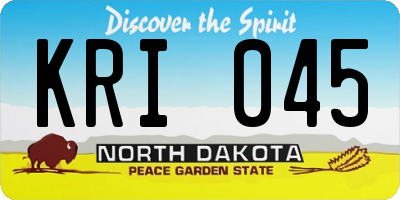 ND license plate KRI045