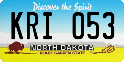 ND license plate KRI053