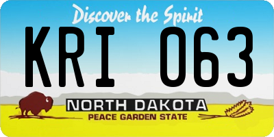 ND license plate KRI063