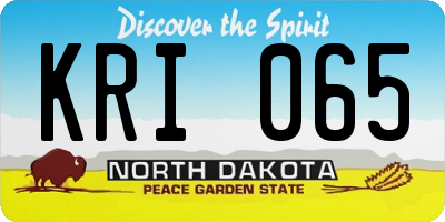 ND license plate KRI065
