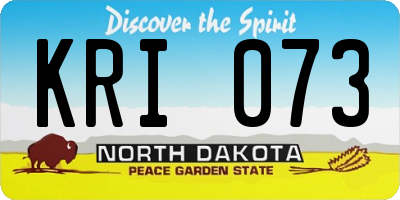 ND license plate KRI073