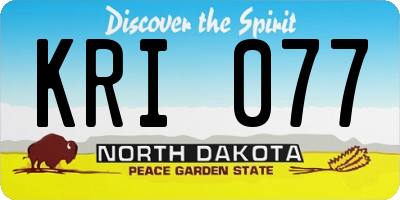 ND license plate KRI077