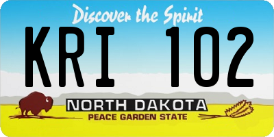 ND license plate KRI102