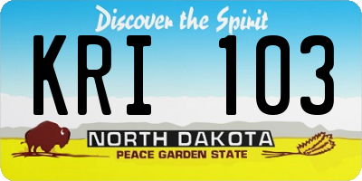 ND license plate KRI103