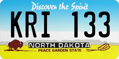 ND license plate KRI133