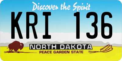 ND license plate KRI136