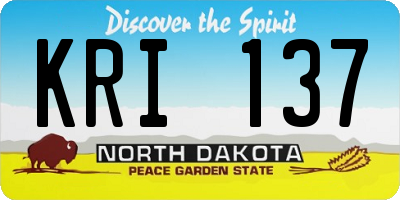 ND license plate KRI137