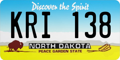 ND license plate KRI138