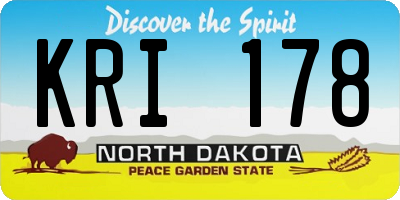 ND license plate KRI178